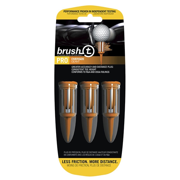 Brush T Bristle 2.4" Oversize Golf Tees - Orange - 3 Tees (w/ 3 Ball Markers)