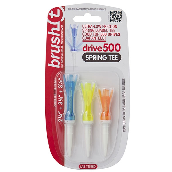 Brush T Spring Combo 3-Pack Multi Color/Size Drive500 Golf Tees