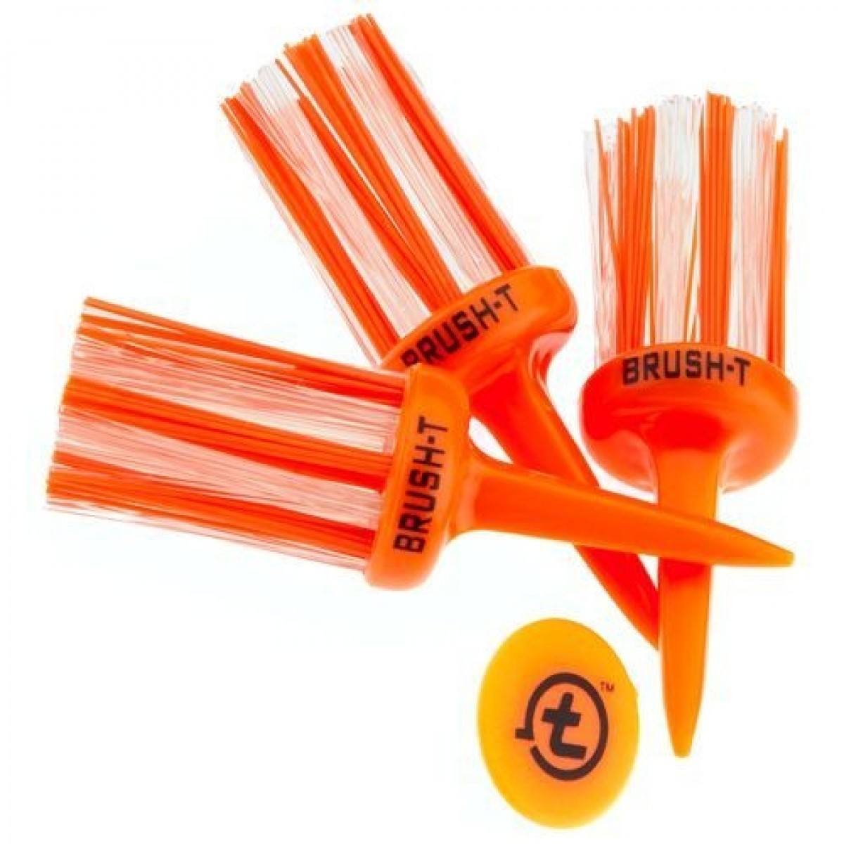 Brush T Bristle 2.4" Oversize Golf Tees Orange 3 Tees (w/ 3 Ball Markers)