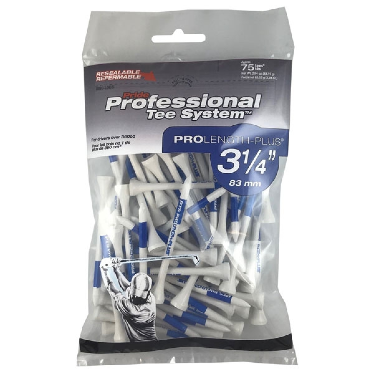Pride Professional Tee System 3 1 4 Inch Prolength Tee 75 Pack