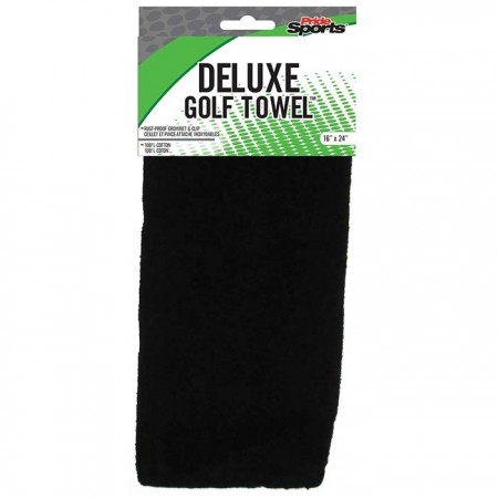 Pride Sports Deluxe Black Cotton Golf Towel 16" x 24"