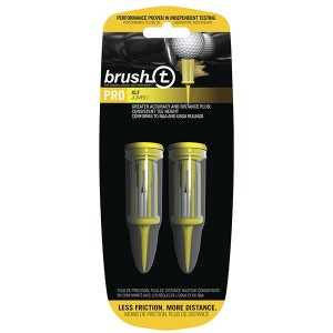 Brush T Bristle 3.125" XLT Golf Tees - Yellow - 2 Tees (w/ 2 Ball Markers)