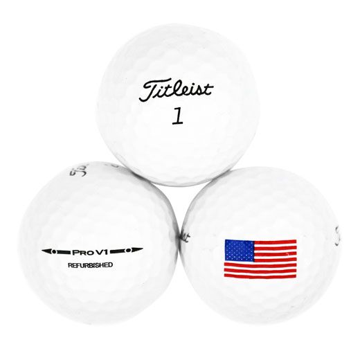 Titleist Pro V1 USA Flag - Factory Refinished No Logo - 1 Dozen